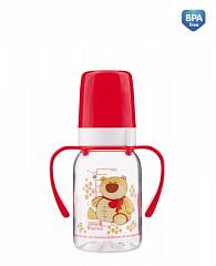 Бутылочка тритановая (BPA 0%) (11/823) с ручками с сил. соской, 120 мл. 3+ Cheerful animals